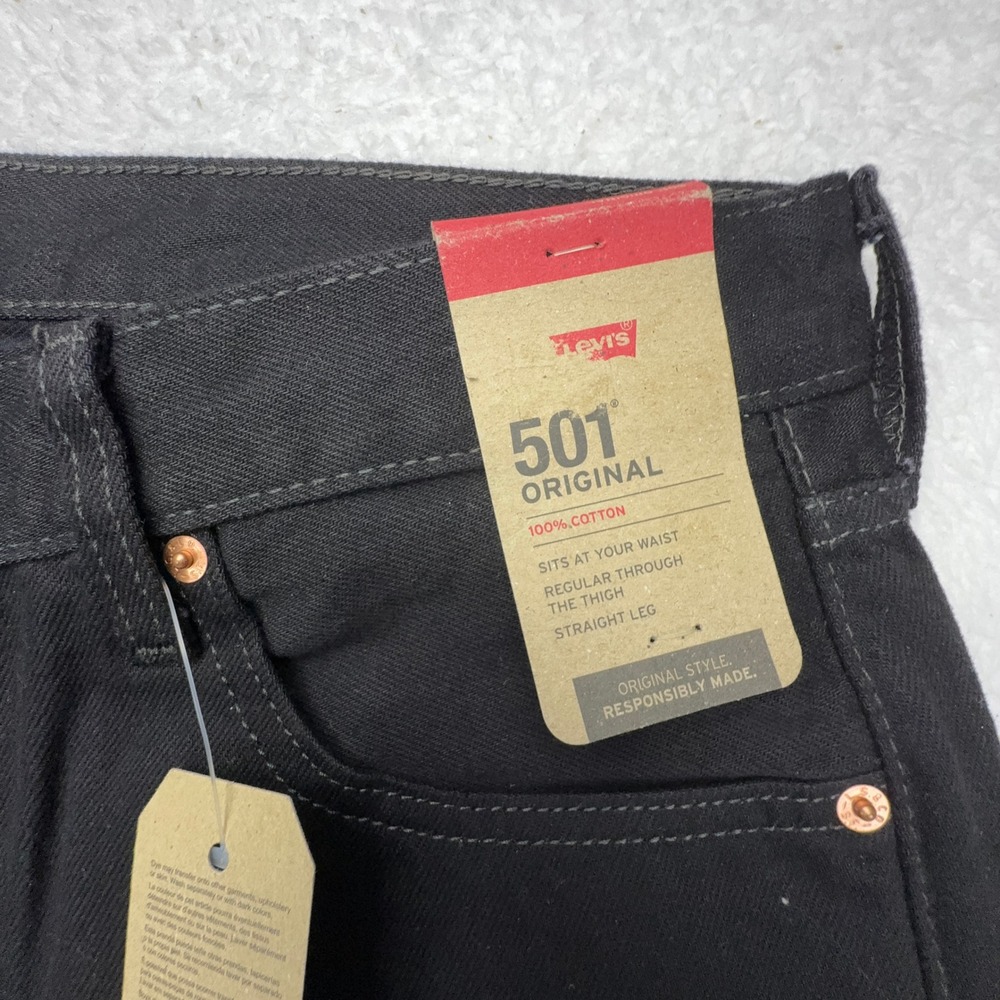 Levis 501 Original Fit Jeans Mens 36x36 Black Denim Straight Leg 00501-0660 NWT